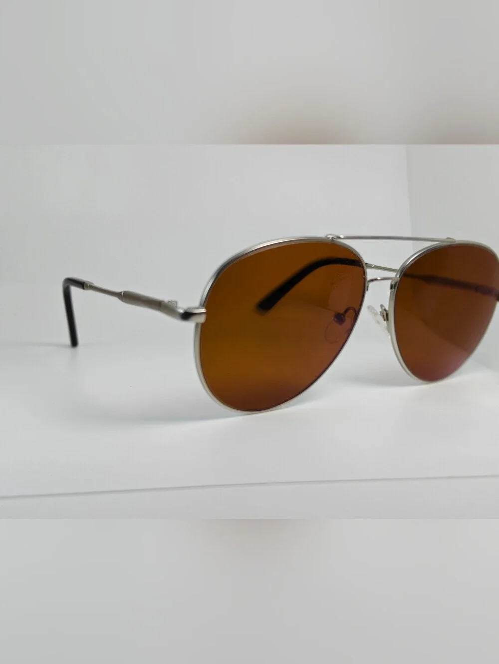Camp. Men's Aviator Brushed Silver. Black Integrated Temples.